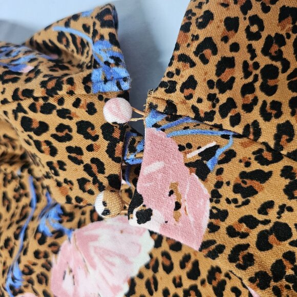 Free People Animal Print Floral Maxi Dress Women Size S Long Sleeve - Picture 13 of 15